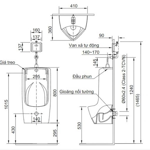 Bồn tiểu nam Inax AU-411V/BW1