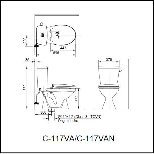 Bồn cầu 2 khối INAX C-117VAN