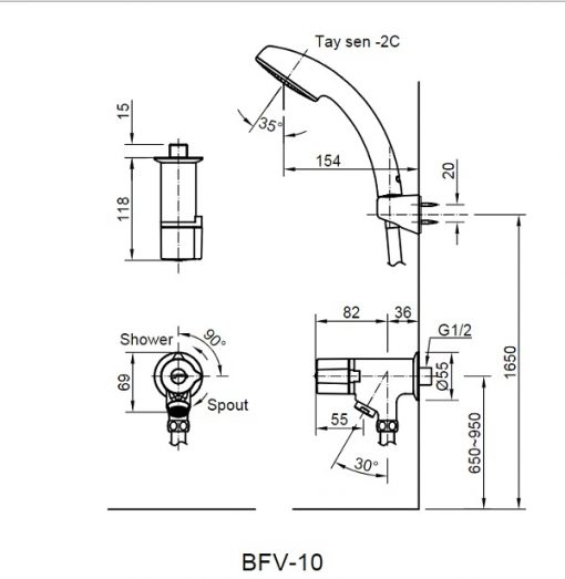 Vòi sen tắm lạnh Inax BFV-10