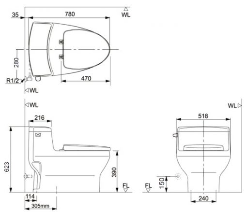 Bồn cầu 1 khối INAX AC-4005VN/BW1