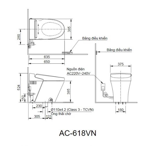 Bồn cầu điện tử Inax SATIS S AC-618VN/BW1