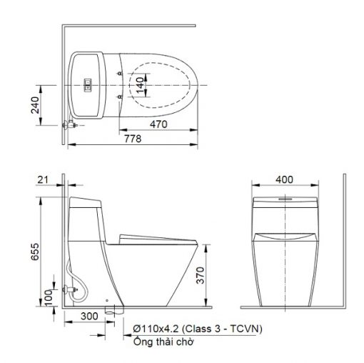 Bồn cầu 1 khối Inax AC-909VRN