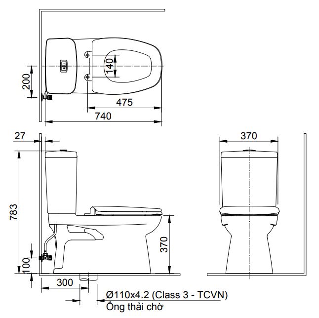 Bồn cầu 2 khối INAX AC-808VN/BW1