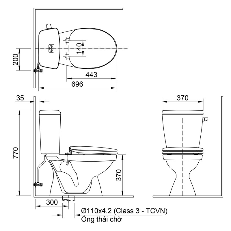 Bồn cầu 2 khối INAX C-108VA