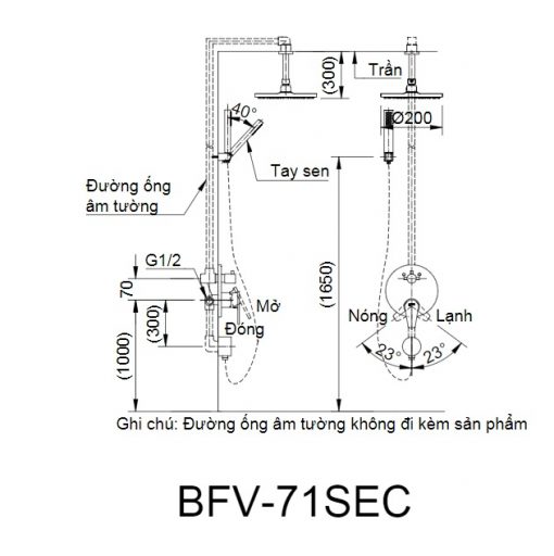 Sen tắm nóng lạnh âm tường Inax BFV-71SEC