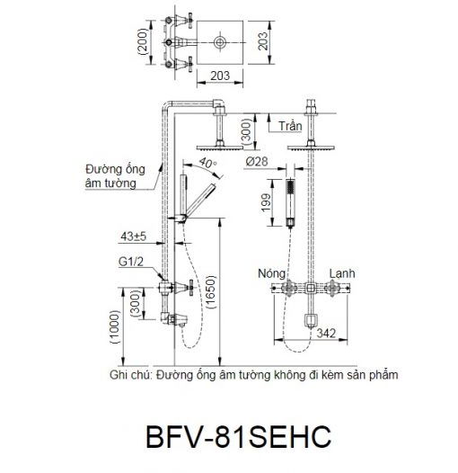 Sen tắm nóng lạnh âm tường Inax BFV-81SEHC