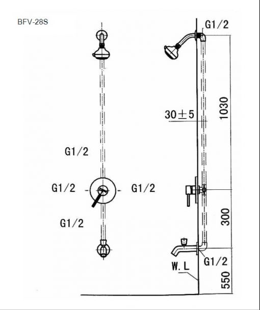 Sen tắm nóng lạnh âm tường Inax BFV-28S