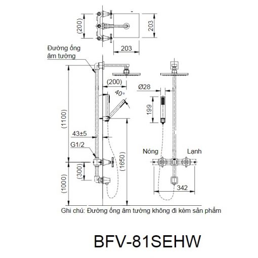 Sen tắm nóng lạnh âm tường Inax BFV-81SEW