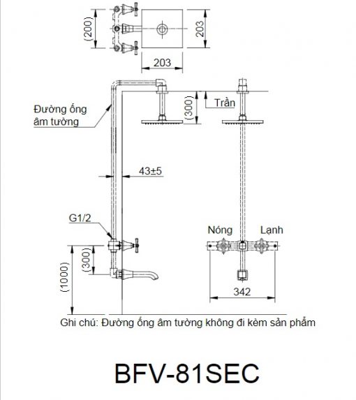 Sen tắm nóng lạnh âm tường Inax BFV-81SEC